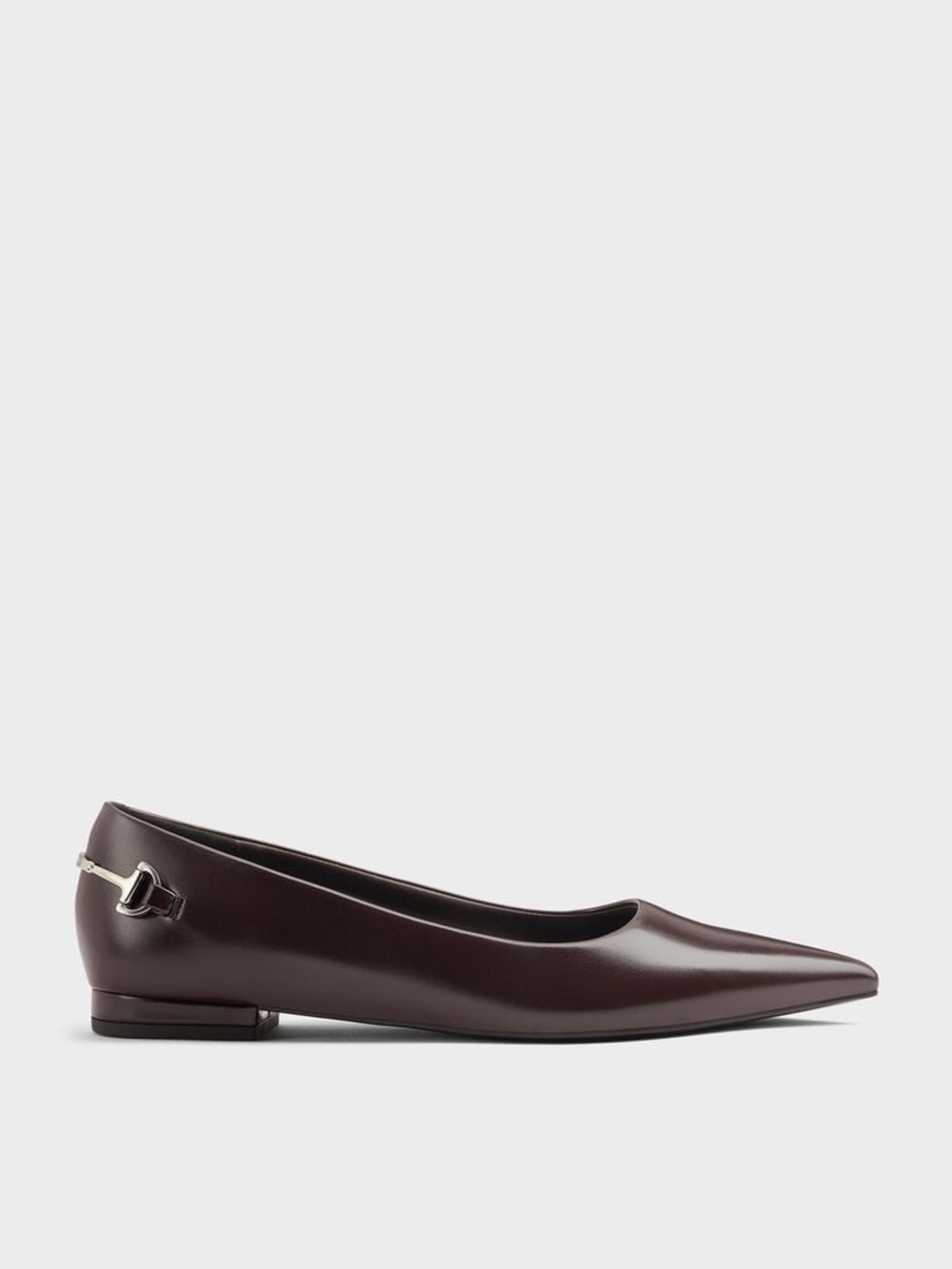 Charles & Keith Erinna Metallic-Accent Pointed Flats - Burgundy